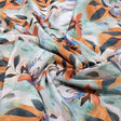 Artistic Floral & Leaf Print on Sea Green Chinon Fabric – 0l2a0968 copy