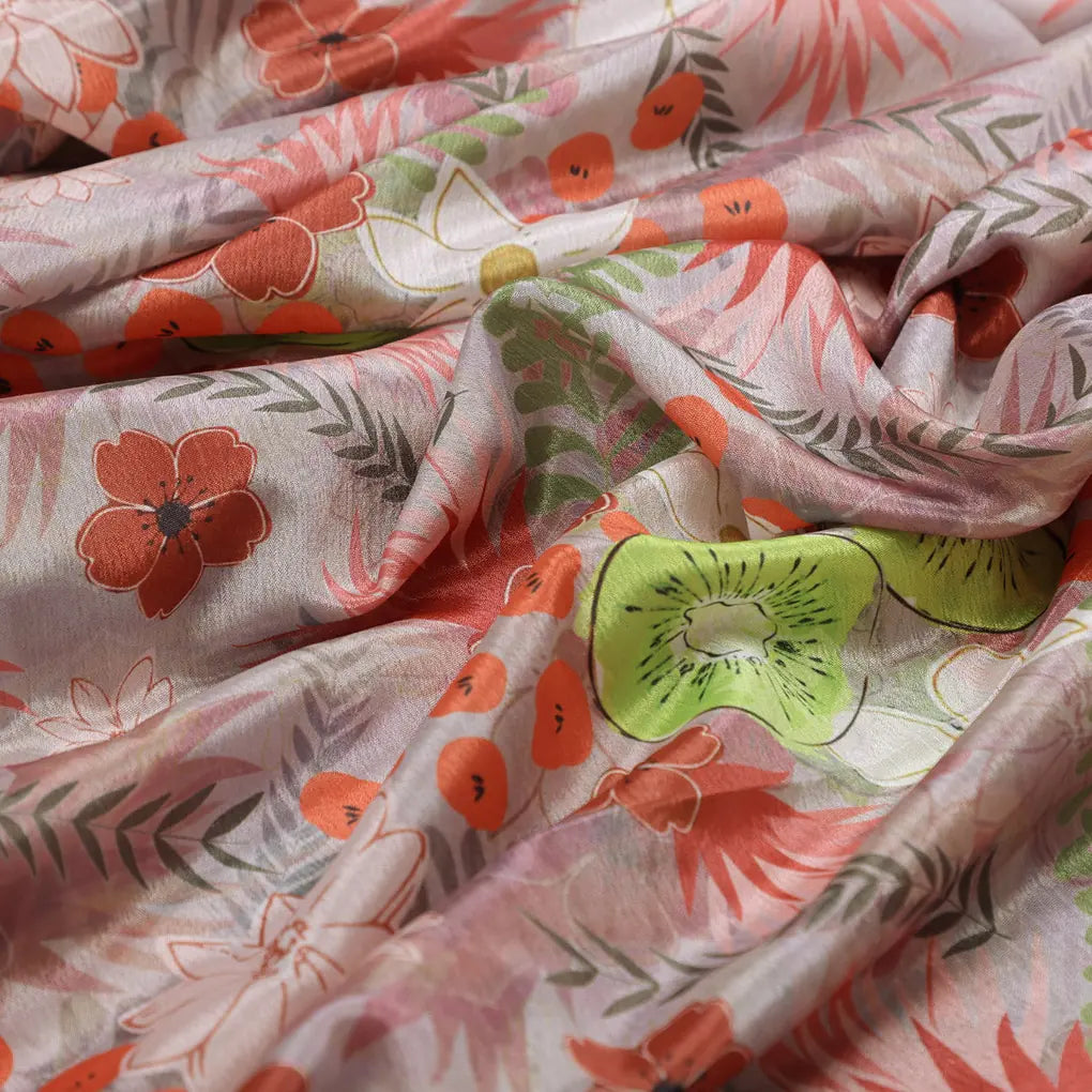 Mauve & Coral Floral and Kiwi Printed Chinon Fabric – 0l2a0982 copy