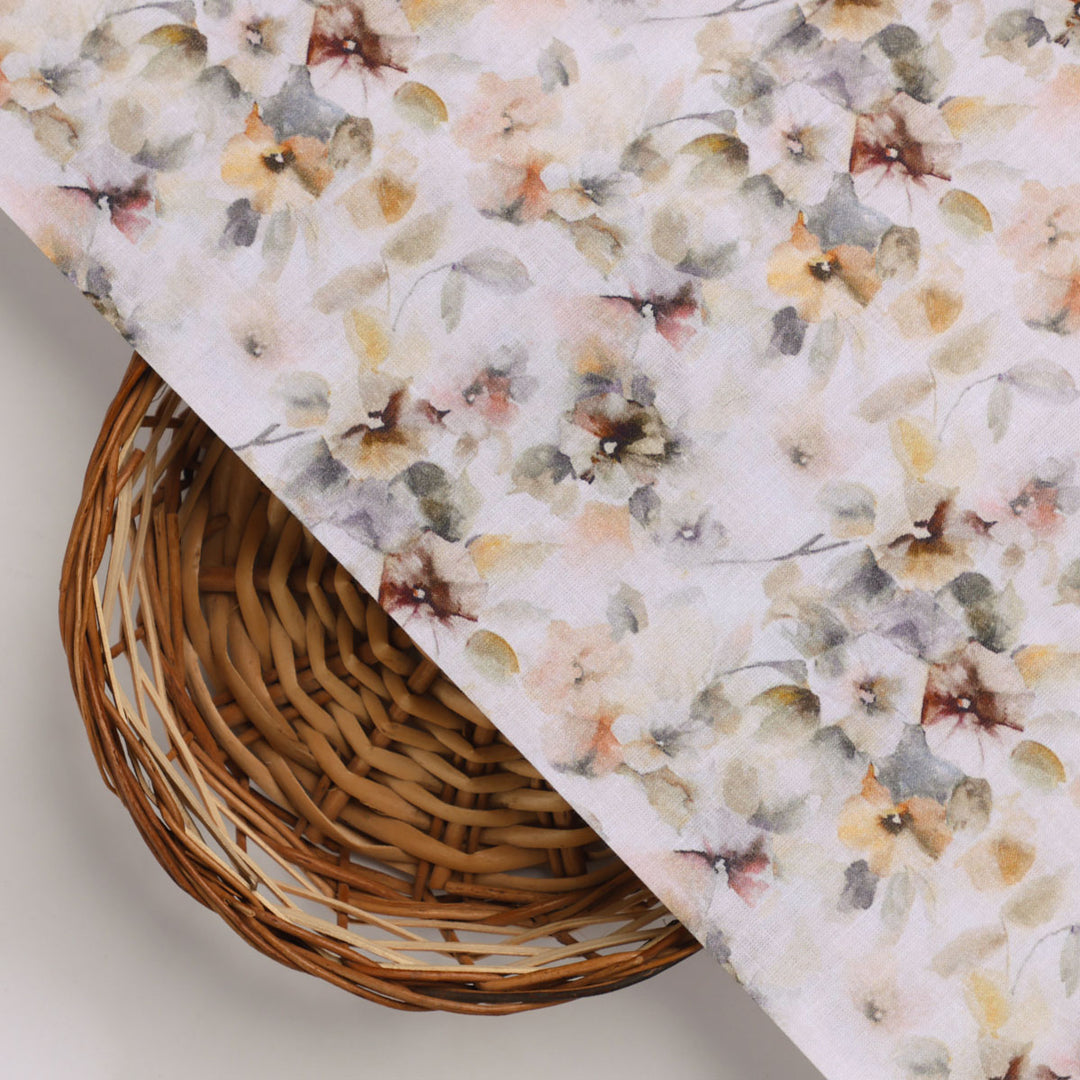 Vintage Pattern Of Chintz And Leaves Digital Printed Fabric - Cotton