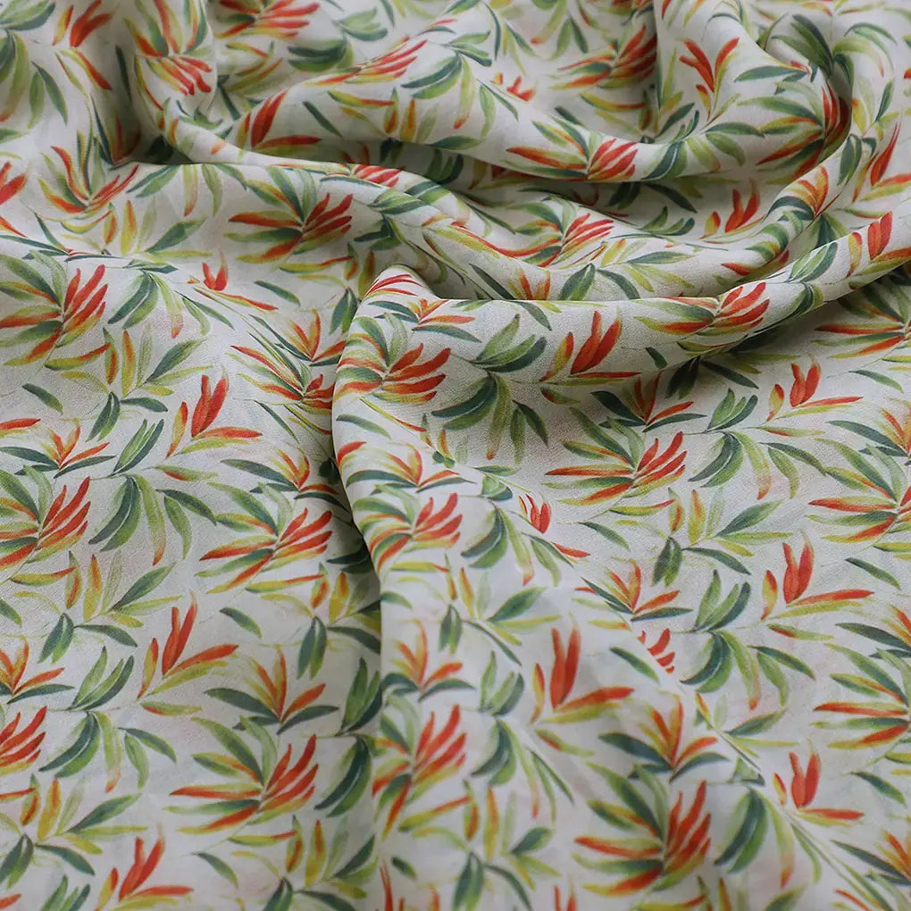 Hand Painted Leaves Allover Digital Printed Fabric  - Weightless – 0l2a7283copy