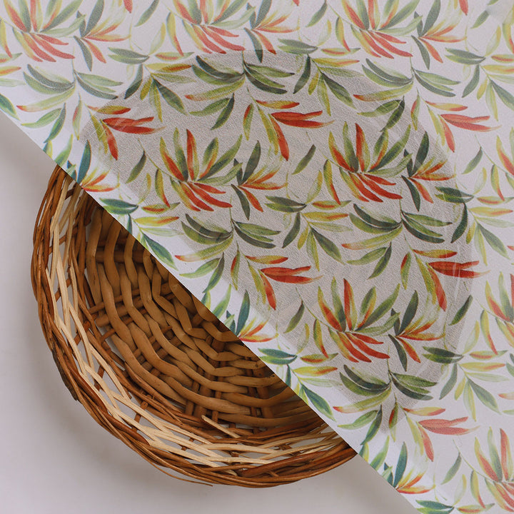 Hand Painted Leaves Allover Digital Printed Fabric  - Weightless