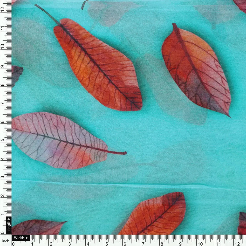 Blue Leaves Pure Georgette Printed Fabric – 0l2a7291