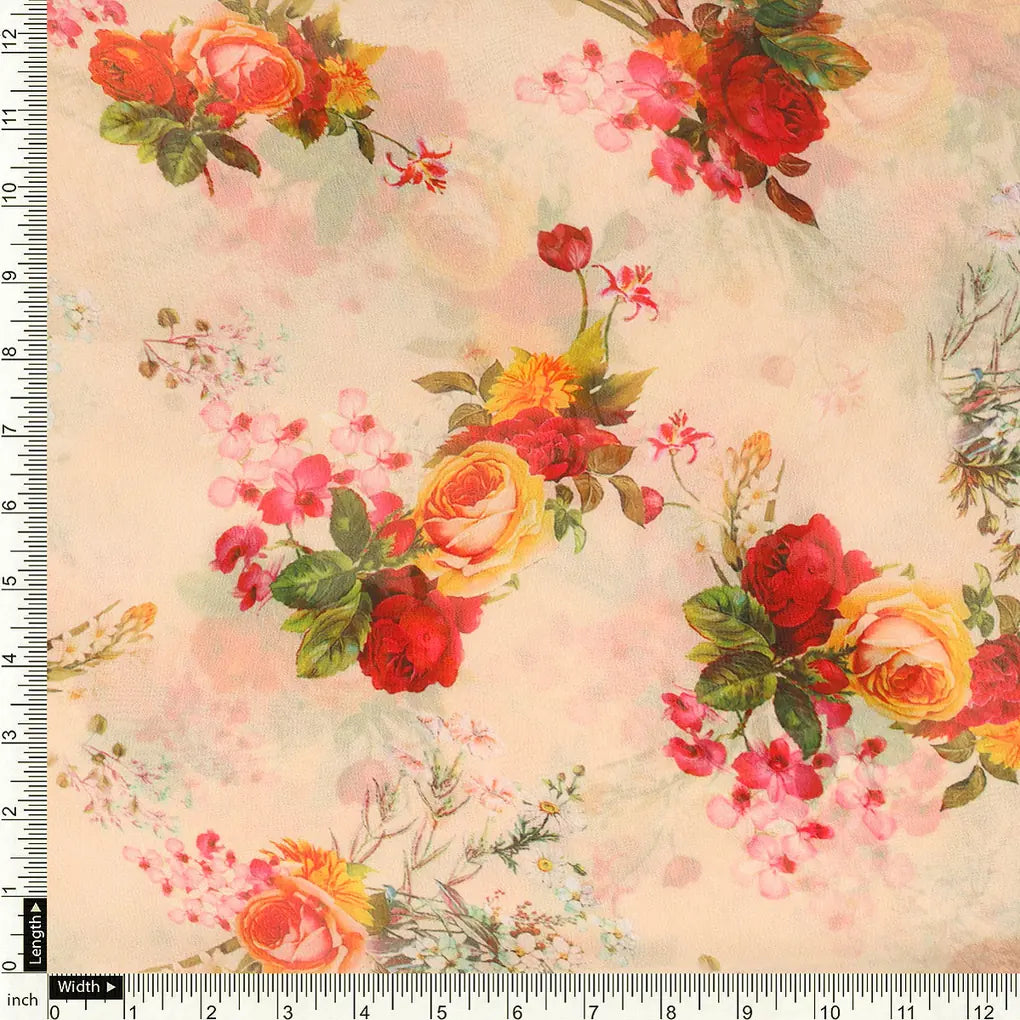Multicolour Red And Yellow Roses Digital Printed Fabric - Weightless – 0l2a7317copy