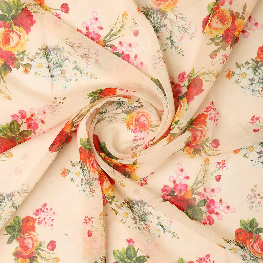 Multicolour Red And Yellow Roses Digital Printed Fabric - Weightless – 0l2a7318copy