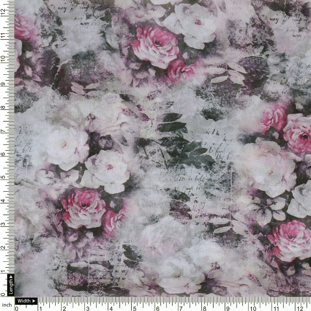 Vintage Floral Art Collection Digital Printed Fabric - Weightless