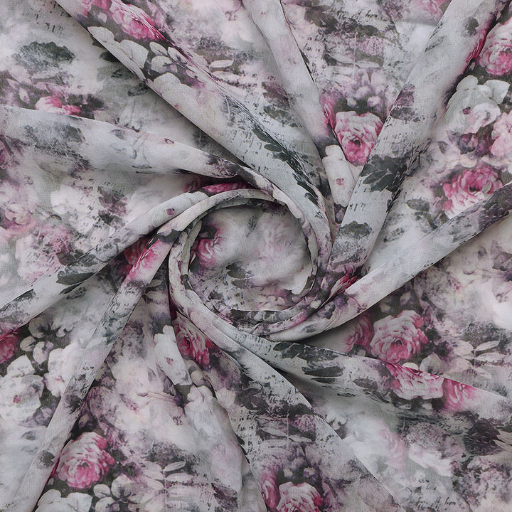 Vintage Floral Art Collection Digital Printed Fabric - Weightless