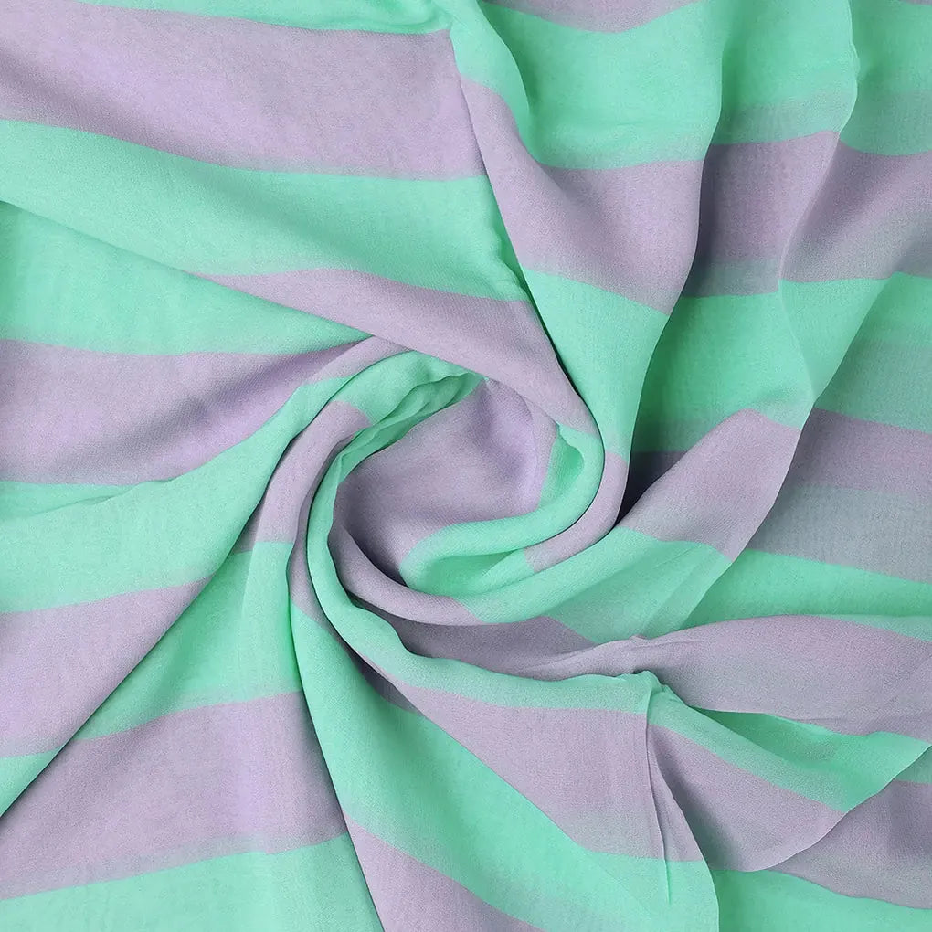 Green And Violet Stripes Digital Printed Fabric  - Pure Georgette – 0l2a7333copy