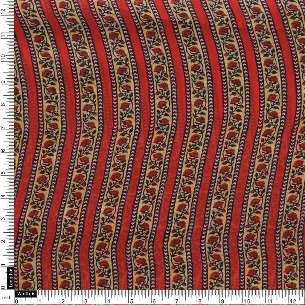 Lovely Straight Valley Of Roses Strips Digital Printed Fabric - Pure Georgette – 0l2a7353copy