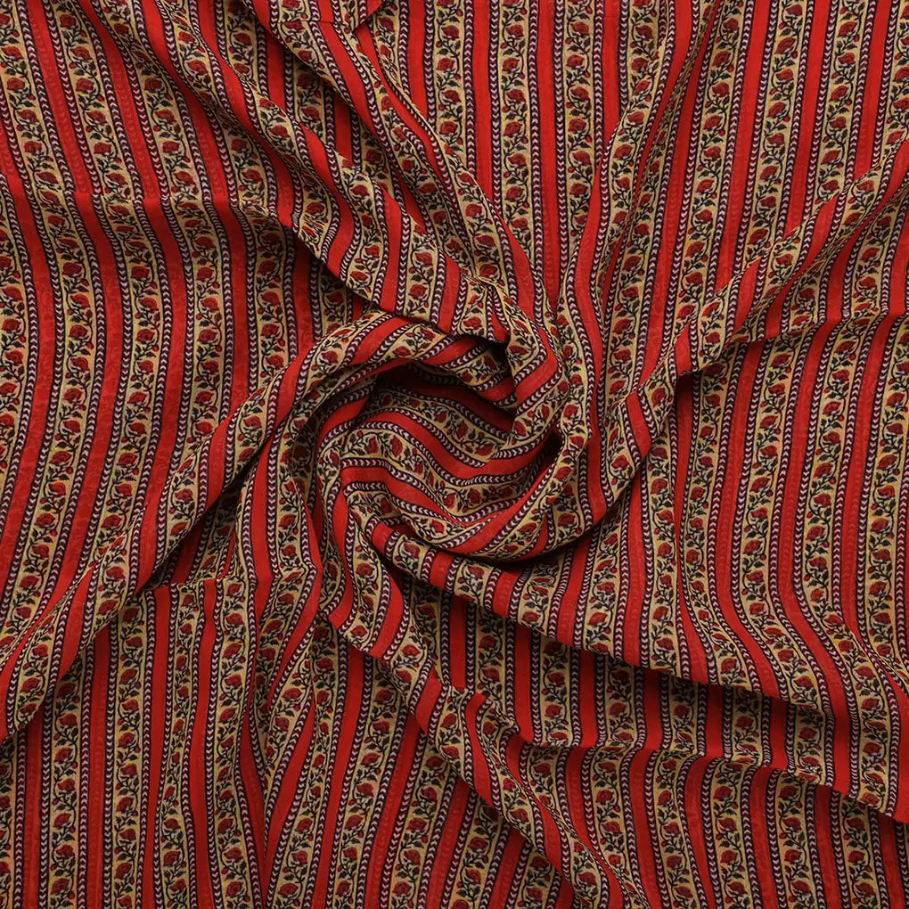 Lovely Straight Valley Of Roses Strips Digital Printed Fabric - Pure Georgette – 0l2a7354copy