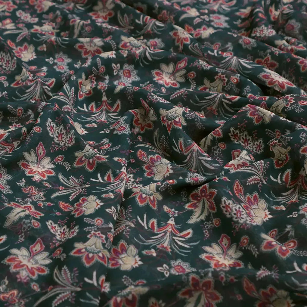 Decorative Jacobean Bluish Digital Printed Fabric - Weightless – 0l2a7365