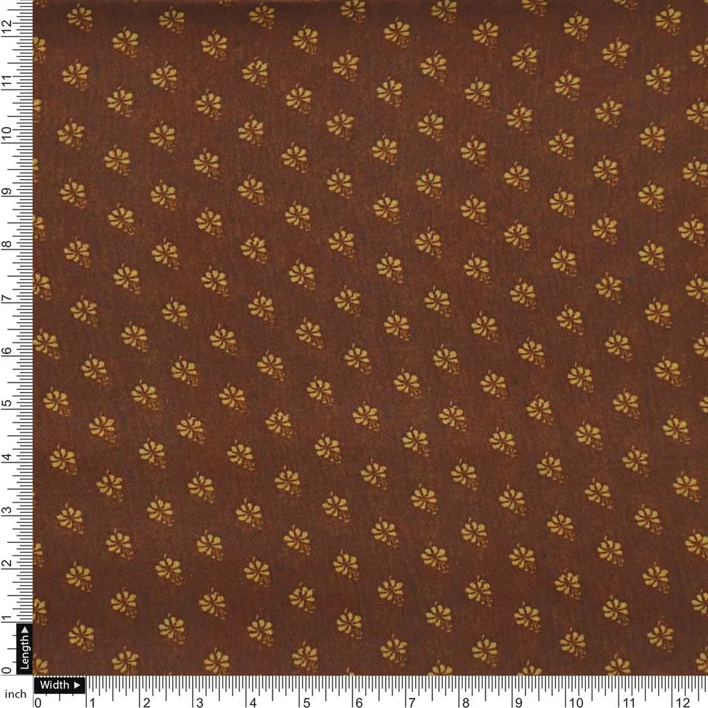 Tiny Lily Dark Brown Colour Background Digital Printed Fabric - Weightless – 0l2a7373copy