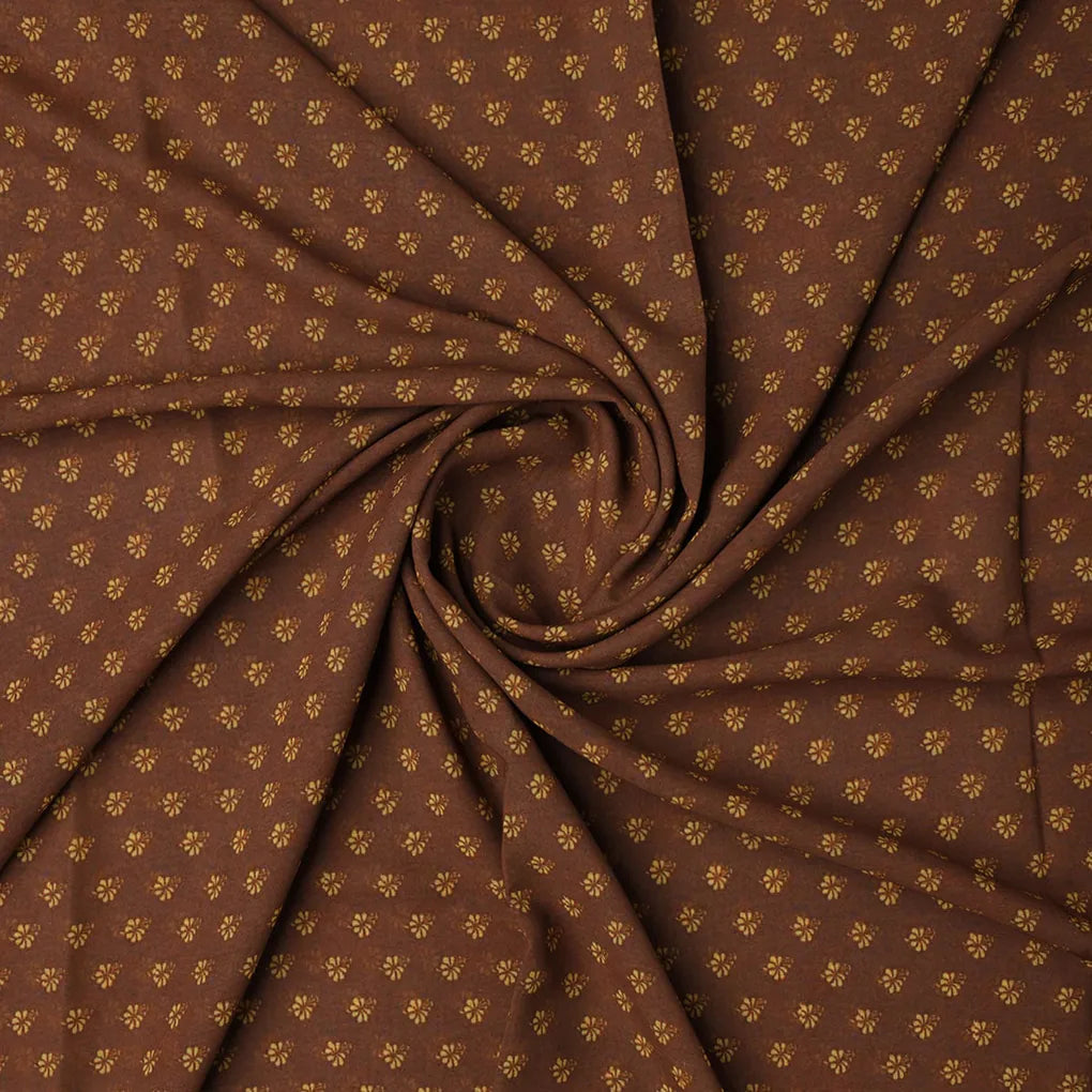 Tiny Lily Dark Brown Colour Background Digital Printed Fabric - Weightless – 0l2a7374copy