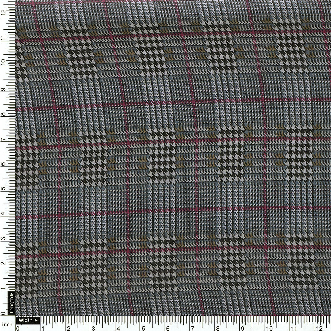 Tiny Strips Glen Checks Digital Printed Fabric - Weightless