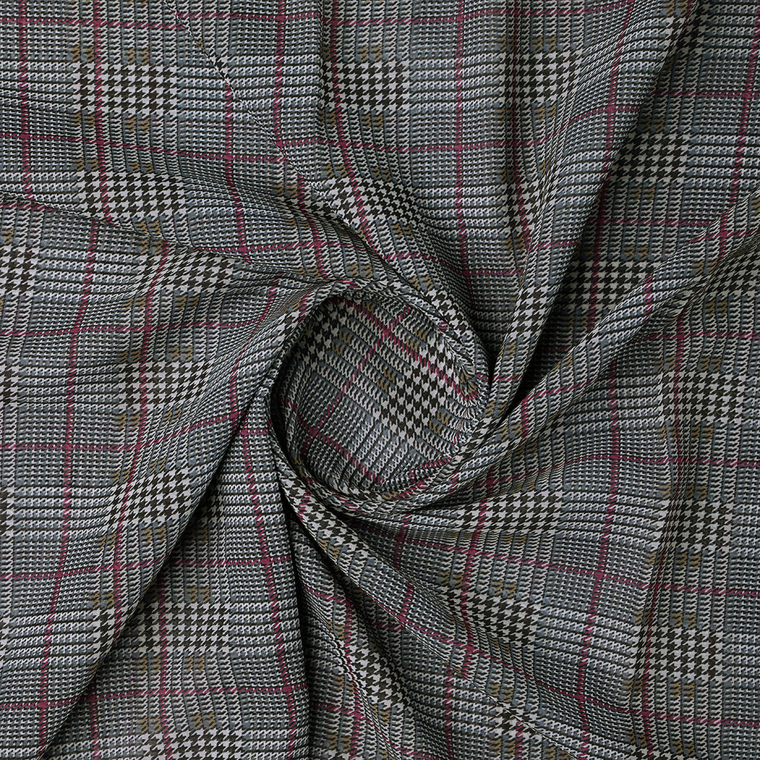 Tiny Strips Glen Checks Digital Printed Fabric - Pure Georgette