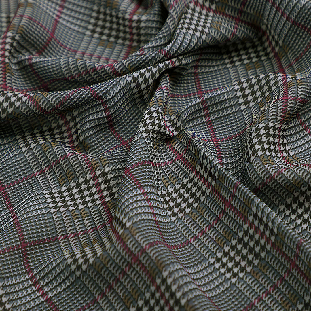 Tiny Strips Glen Checks Digital Printed Fabric - Pure Georgette