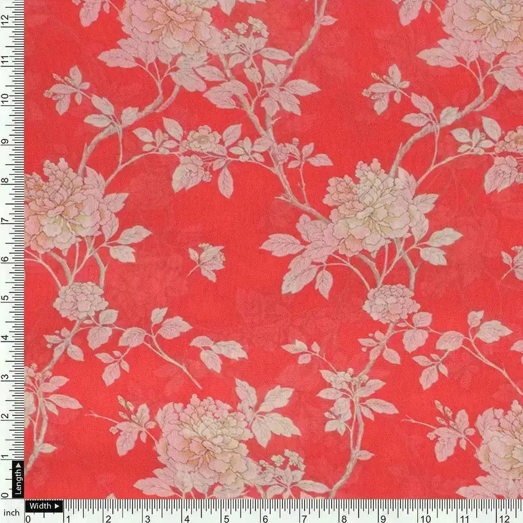 Flower Bunch On Dreamy Orange Digital Printed Fabric  - Weightless – 0l2a7384copy
