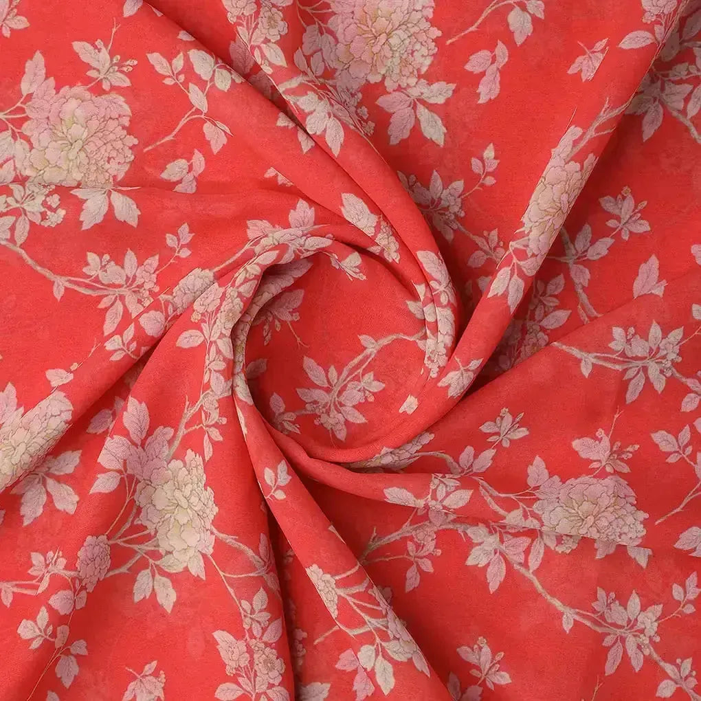 Flower Bunch On Dreamy Orange Digital Printed Fabric  - Weightless – 0l2a7385copy