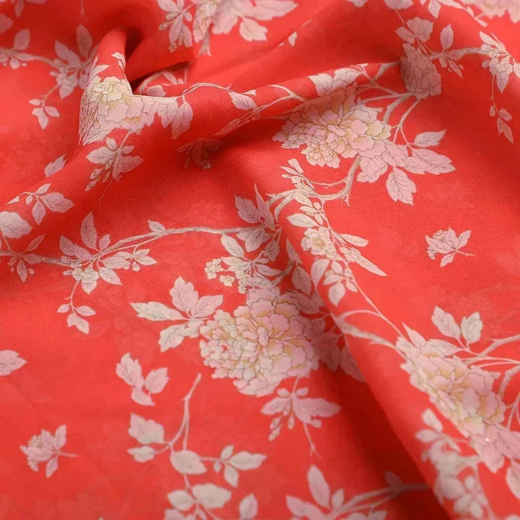 Flower Bunch On Dreamy Orange Digital Printed Fabric  - Weightless – 0l2a7386copy