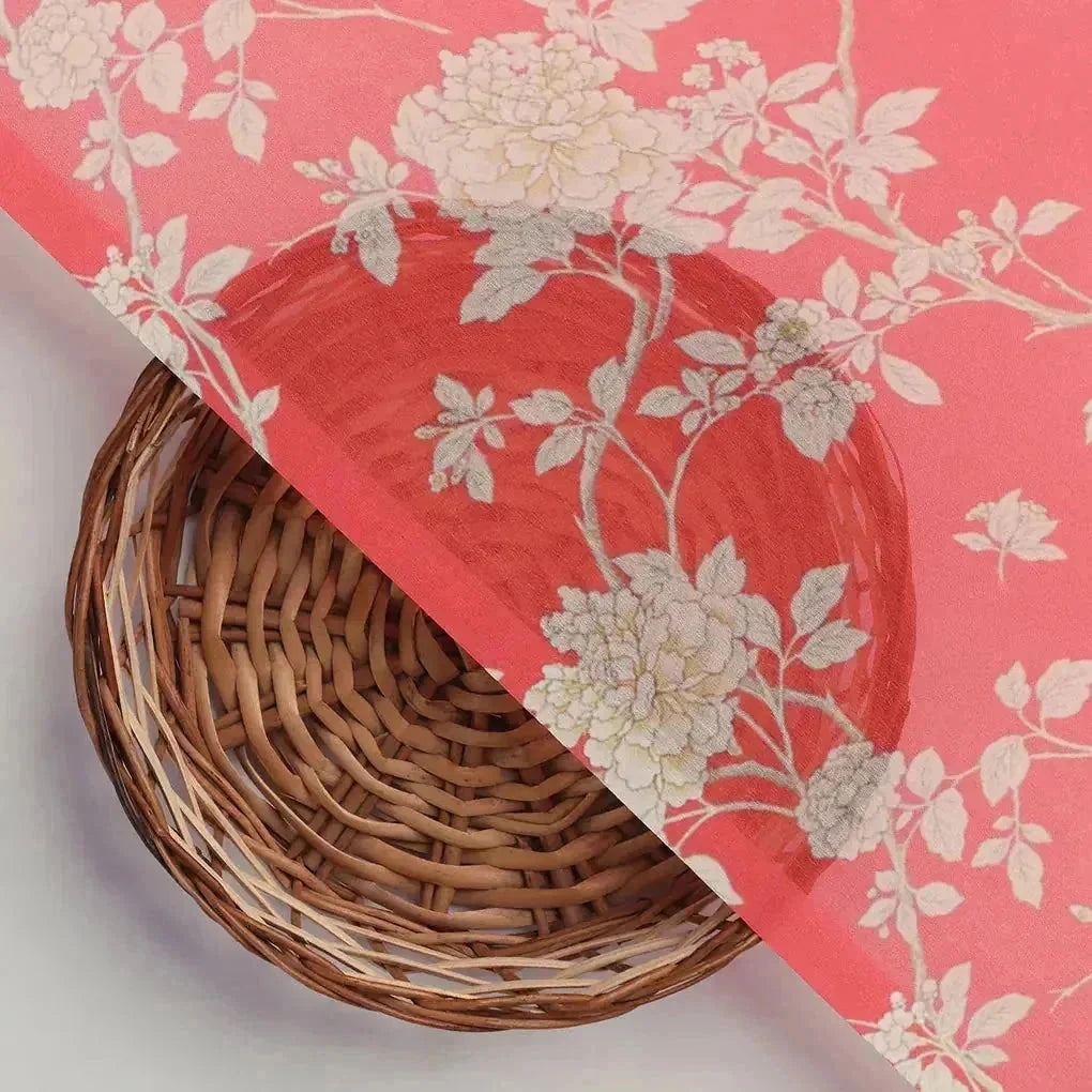 Flower Bunch On Dreamy Orange Digital Printed Fabric  - Weightless – 0l2a7387copy