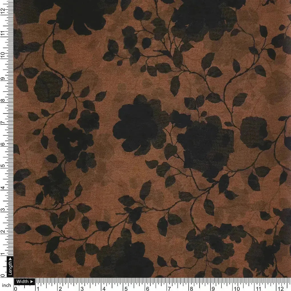 Black And Rustic Look Flower Digital Printed Fabric - Weightless – 0l2a7389copy