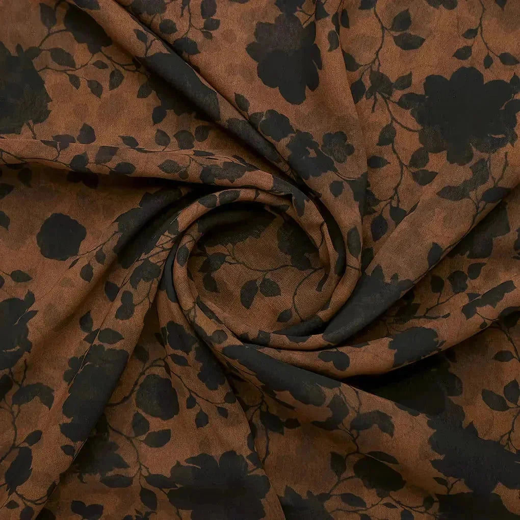 Black And Rustic Look Flower Digital Printed Fabric - Weightless – 0l2a7390copy