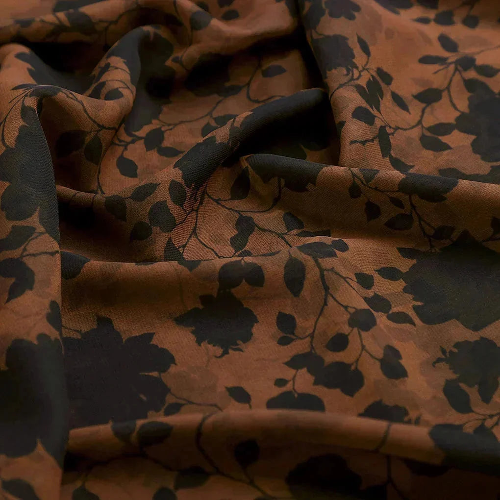 Black And Rustic Look Flower Digital Printed Fabric - Weightless – 0l2a7391copy