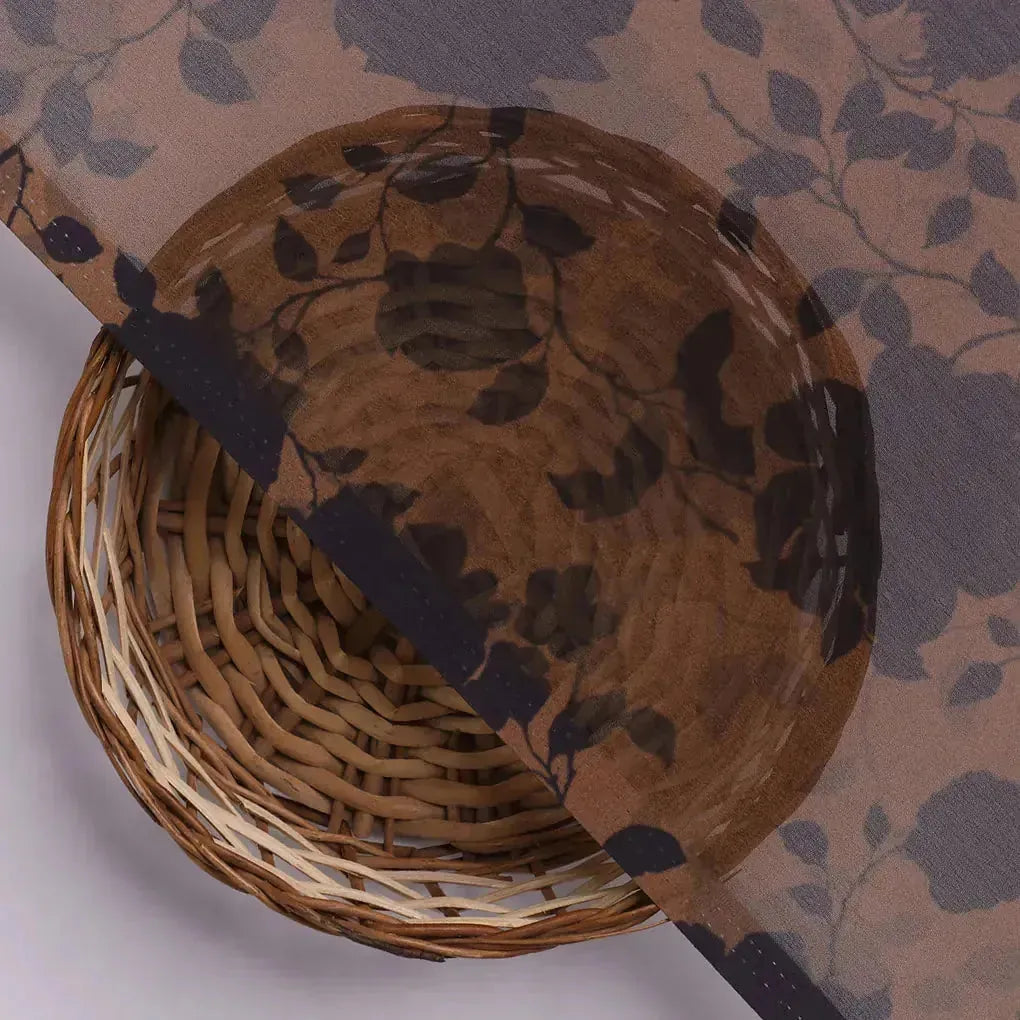 Black And Rustic Look Flower Digital Printed Fabric - Weightless – 0l2a7392copy