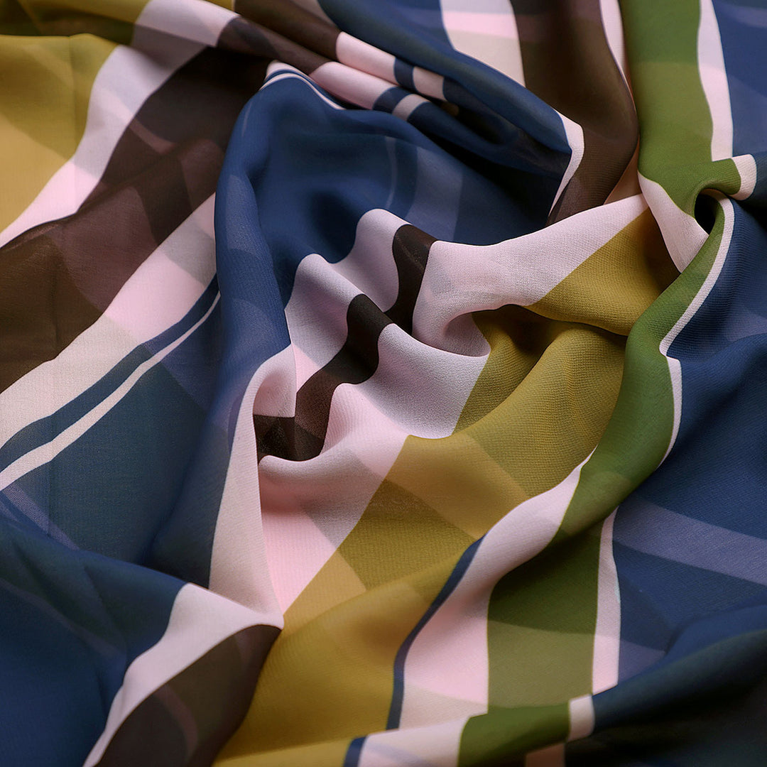 Beautiful Waving Colourful Digital Printed Fabric - Weightless