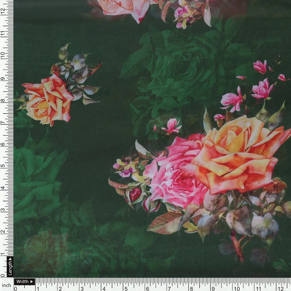 Beautiful Roses With Leaves Digital Printed Fabric - Weightless – 0l2a7404copy
