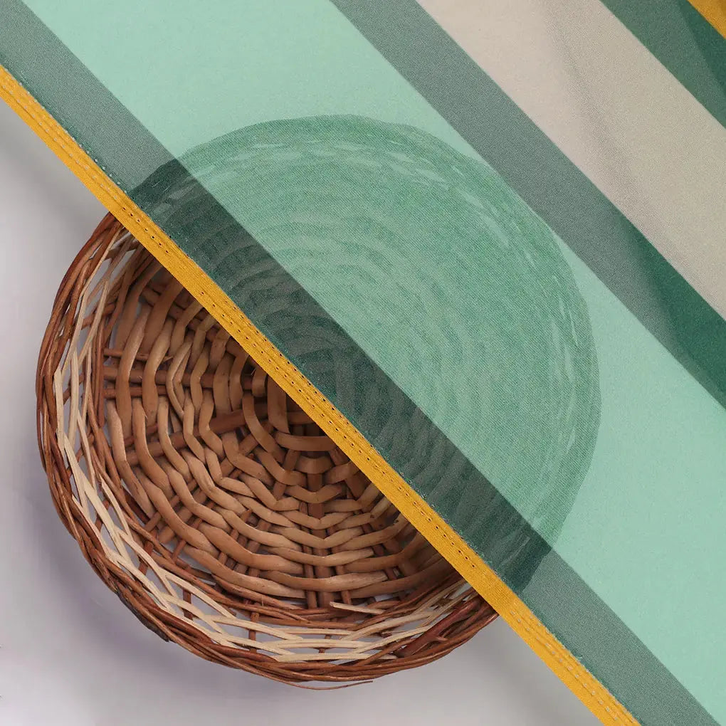 Green And Yellow Stripes Combo Digital Printed Fabric  - Pure Georgette – 0l2a7424