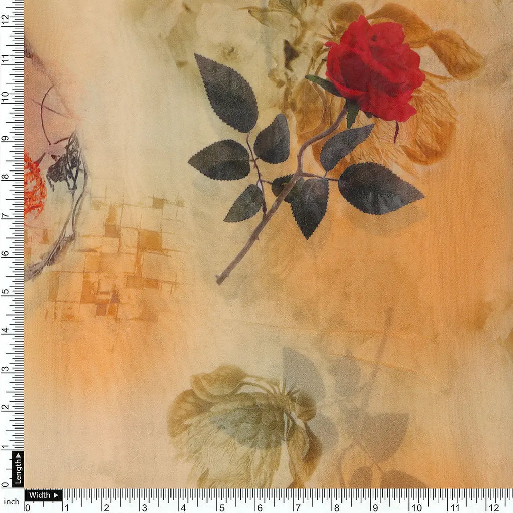 Cream Leaves Pure Georgette Printed Fabric – 0l2a7426