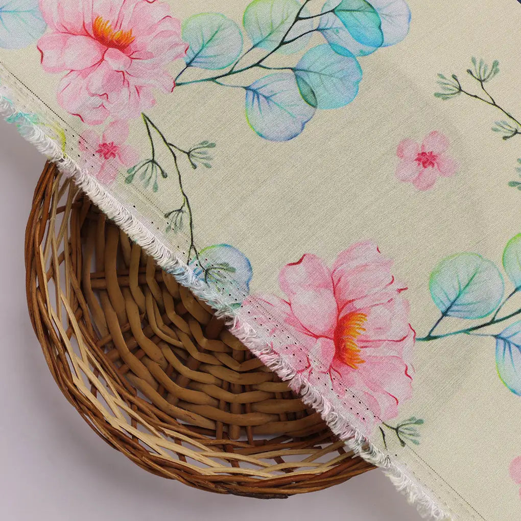 Peony Pink Flower Seamless Pattern Digital Printed Fabric - Pure Muslin – 0l2a7520copy