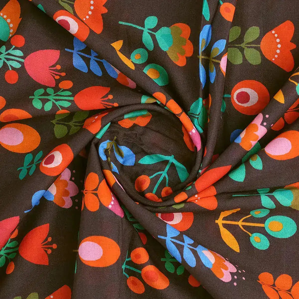 Sketchy Flowers Pattern Digital Printed Fabric - Pure Cotton – 0l2a7570copy - alternate view