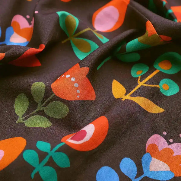 Sketchy Flowers Pattern Digital Printed Fabric - Pure Cotton – 0l2a7571copy