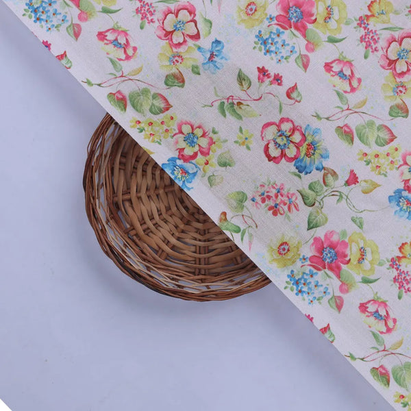 Linen Fabric with Pink, Blue and Yellow Floral Print – 0l2a8216copy - alternate view