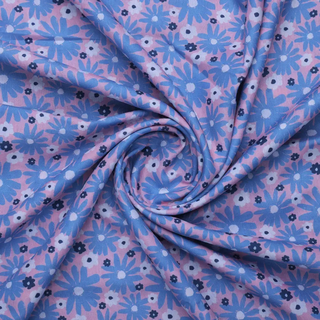 Blue Floral Printed Linen Fabric – 0l2a8234copy