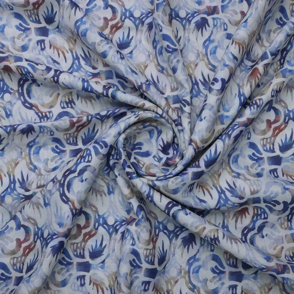 Blue and Brown Floral Printed Linen Fabric – 0l2a8250copy