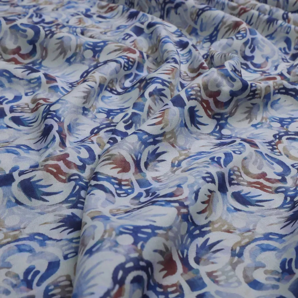 Blue and Brown Floral Printed Linen Fabric – 0l2a8251copy