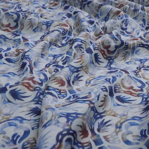 Blue and Brown Floral Printed Linen Fabric – 0l2a8251copy