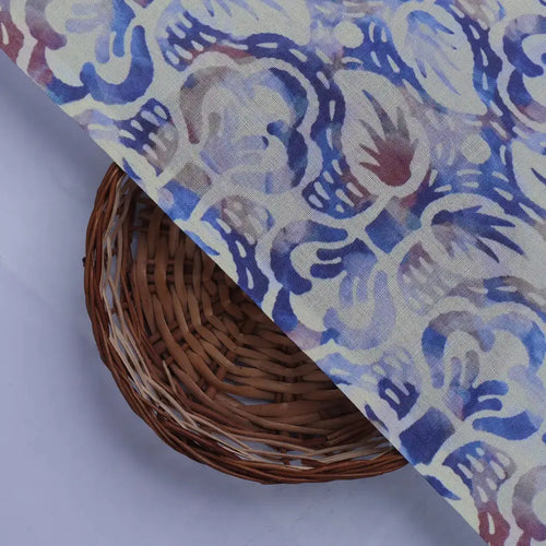 Blue and Brown Floral Printed Linen Fabric – 0l2a8252copy