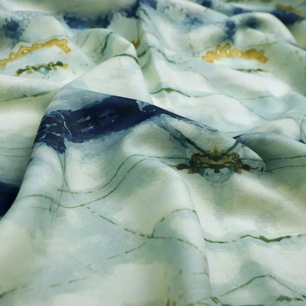 Blue and Green Hand Block Printed Linen Fabric – 0l2a8321copy