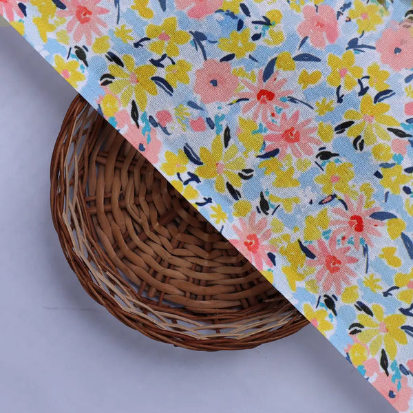 Linen Fabric with Pink, Yellow and Blue Floral Print – 0l2a8327copy - alternate view