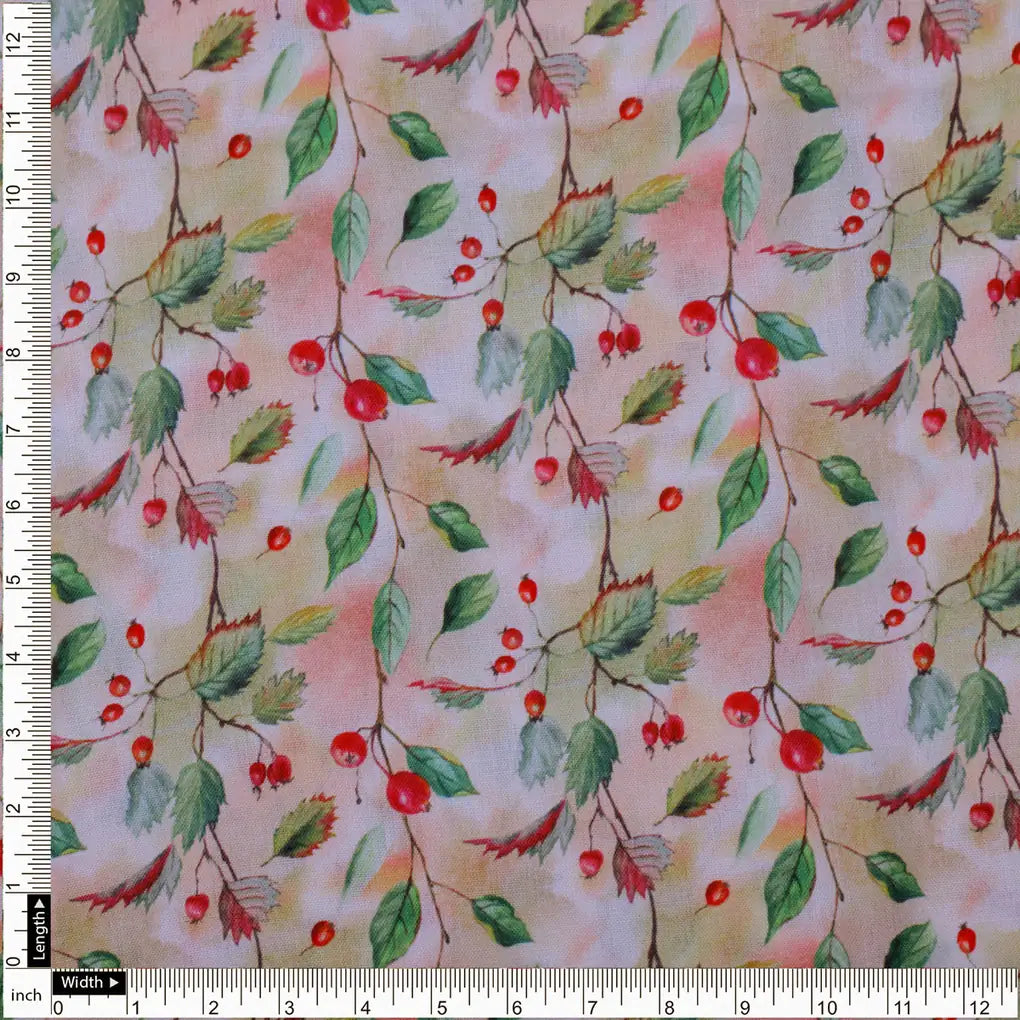 Linen Fabric with Red Berries and Leaves Print – 0l2a8329copy