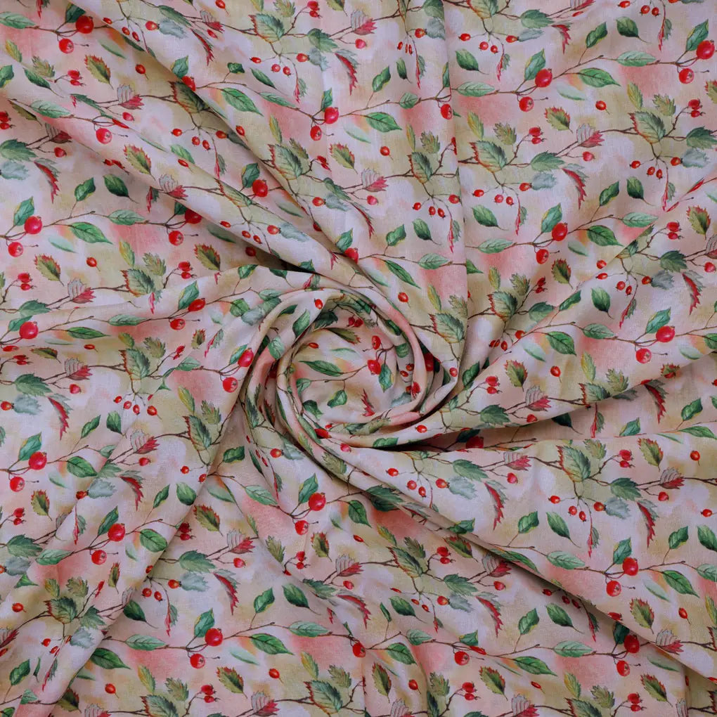 Linen Fabric with Red Berries and Leaves Print – 0l2a8330copy