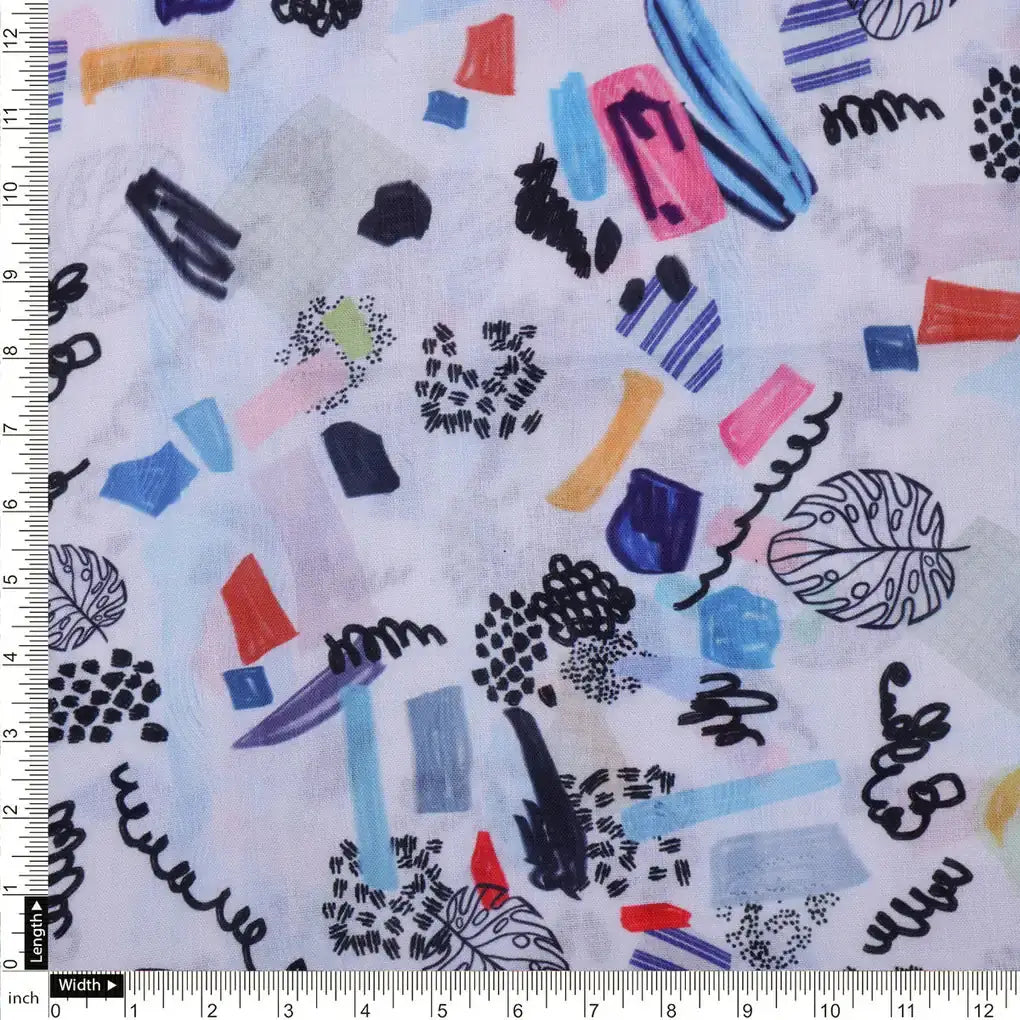 Quirky Hand Drawn Abstract Print Linen Fabric – 0l2a8346copy