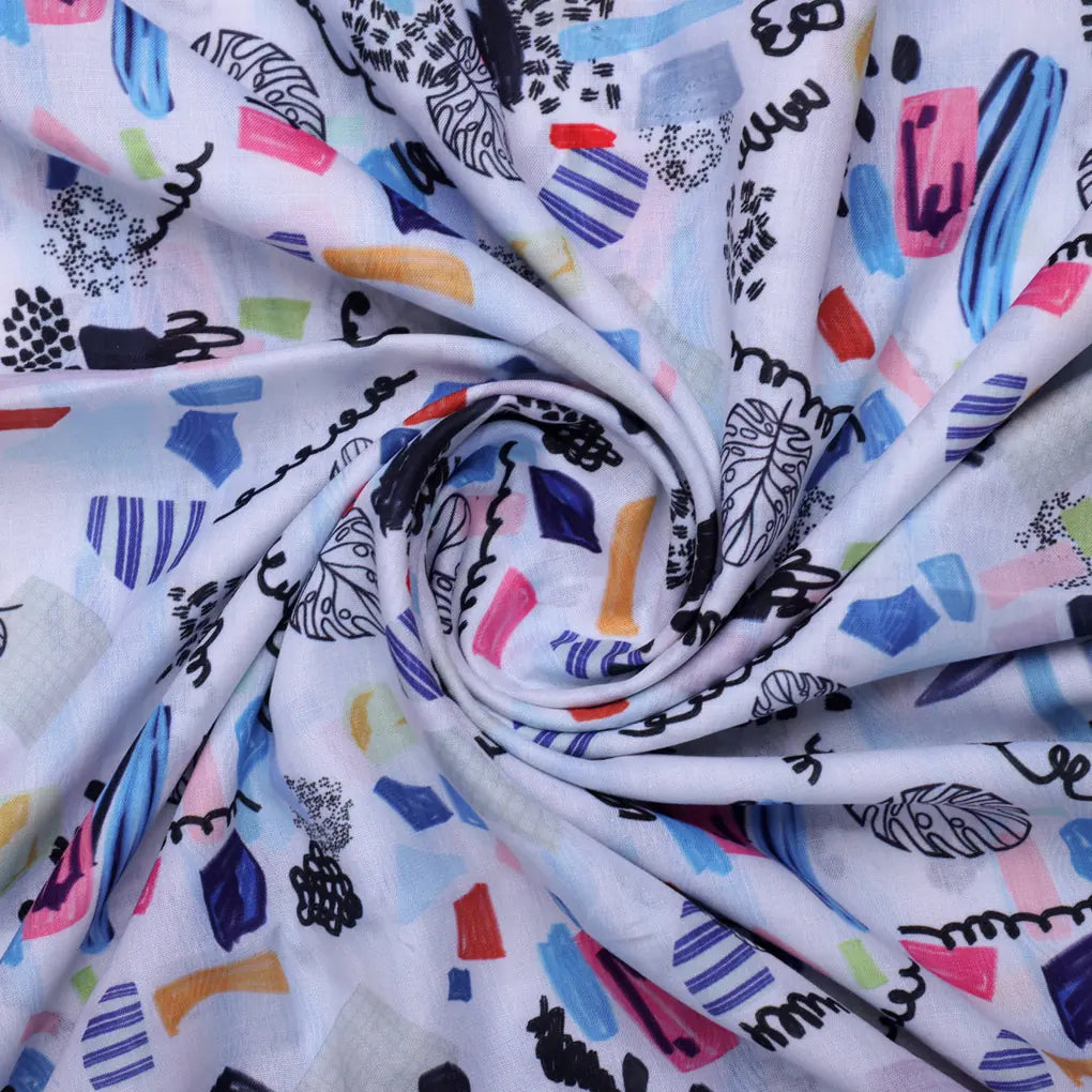 Quirky Hand Drawn Abstract Print Linen Fabric – 0l2a8347copy