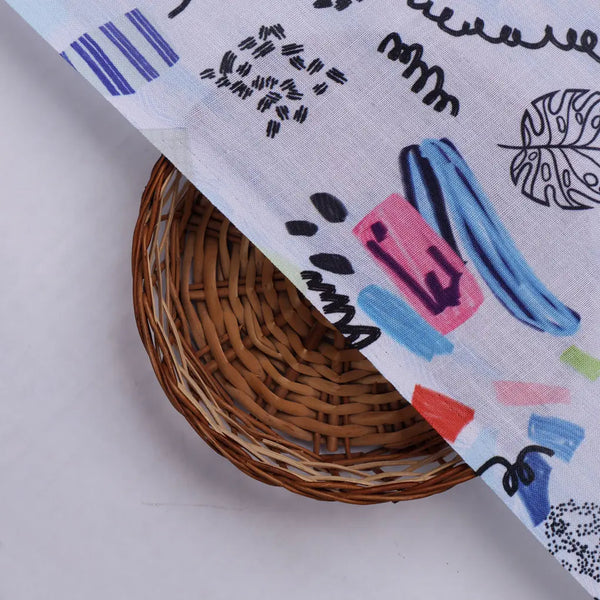 Quirky Hand Drawn Abstract Print Linen Fabric – 0l2a8349copy - alternate view