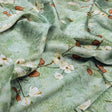 Cream And Brown Floral Print On Green Japan Satin Fabric – 0l2a8364copy