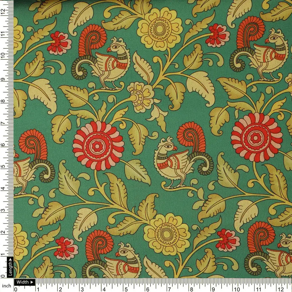 Buy Kalamkari Peacock Print Satin Fabric Online at Best Price – 0l2a8373copy