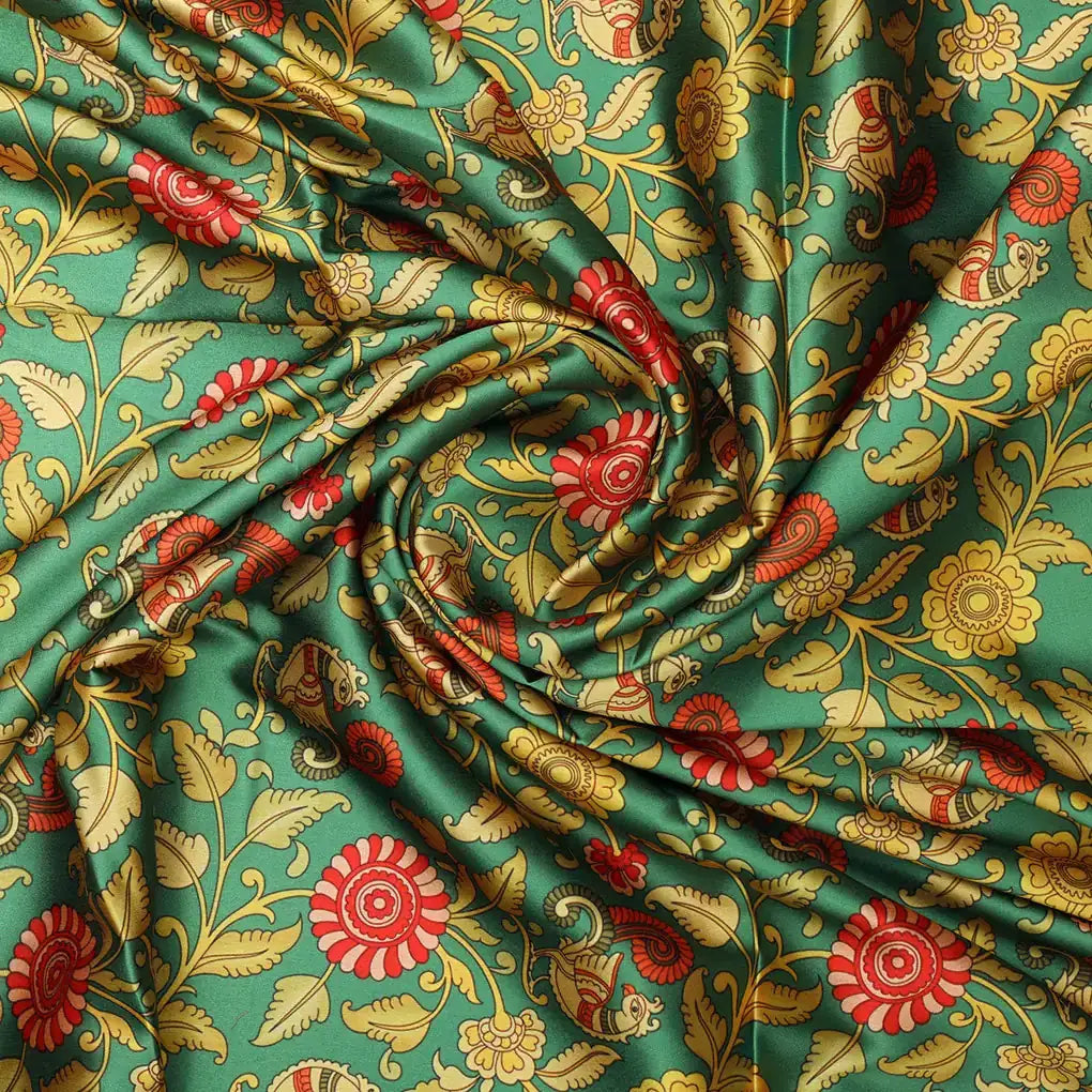Buy Kalamkari Peacock Print Satin Fabric Online at Best Price – 0l2a8374copy